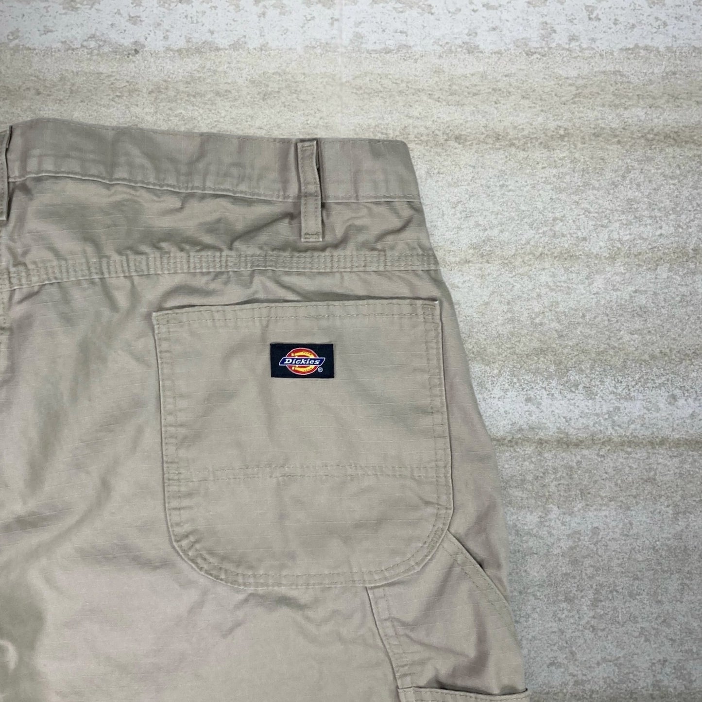Vintage Dickies Carpenter Pants Tan Canvas Baggy Wide Leg Fit Dungarees Work 90s