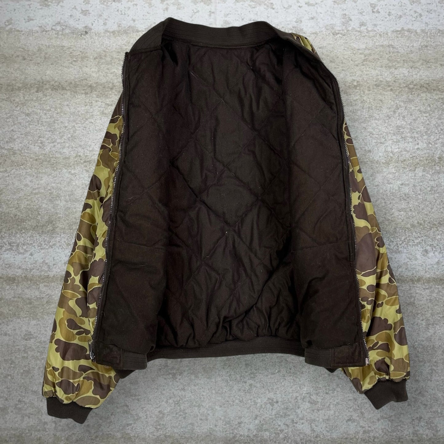 Vintage Duck Hunting Camo Puffer Jacket XL Nylon Full Zip Insulated Woodland 90s