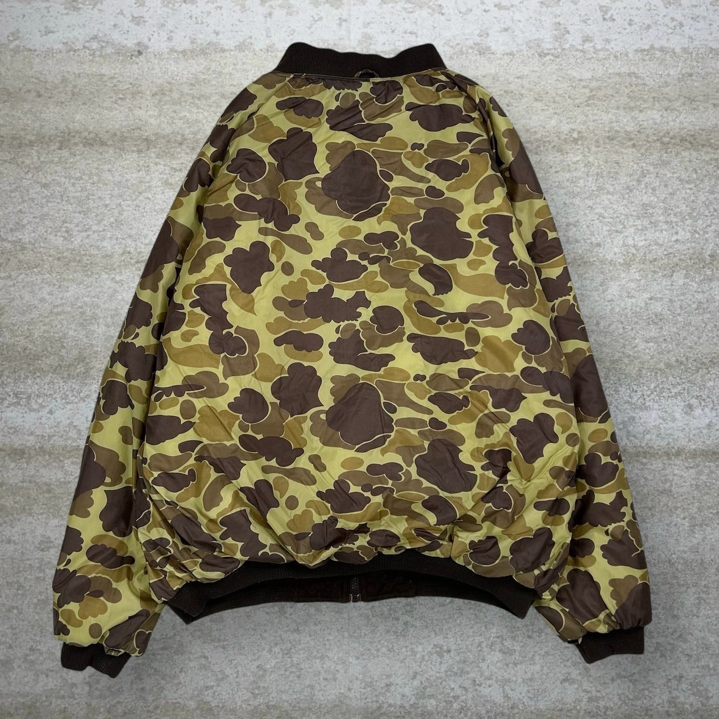 Vintage Duck Hunting Camo Puffer Jacket XL Nylon Full Zip Insulated Woodland 90s