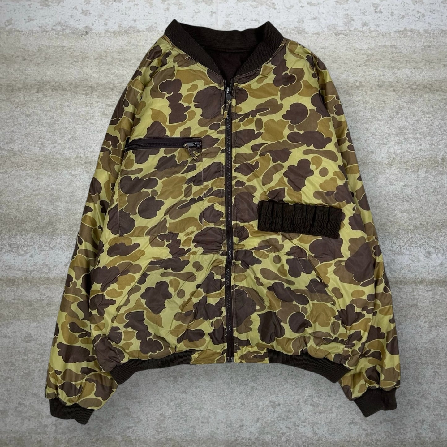 Vintage Duck Hunting Camo Puffer Jacket XL Nylon Full Zip Insulated Woodland 90s