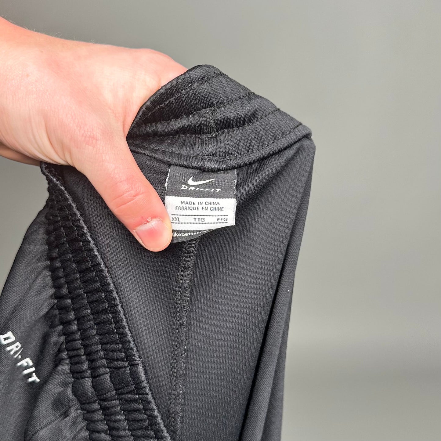Nike Elite Sweatpants Mens 2XL Black Polyester Baggy Wide Leg White