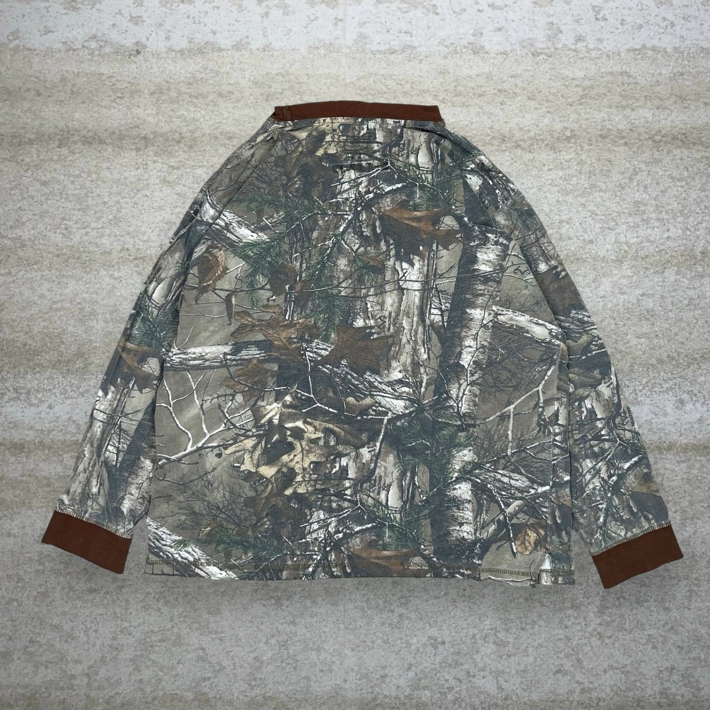 Vintage Realtree Hunting Camo Shirt Mens 2XL Cotton Long Sleeve Woodland Pocket T 90s