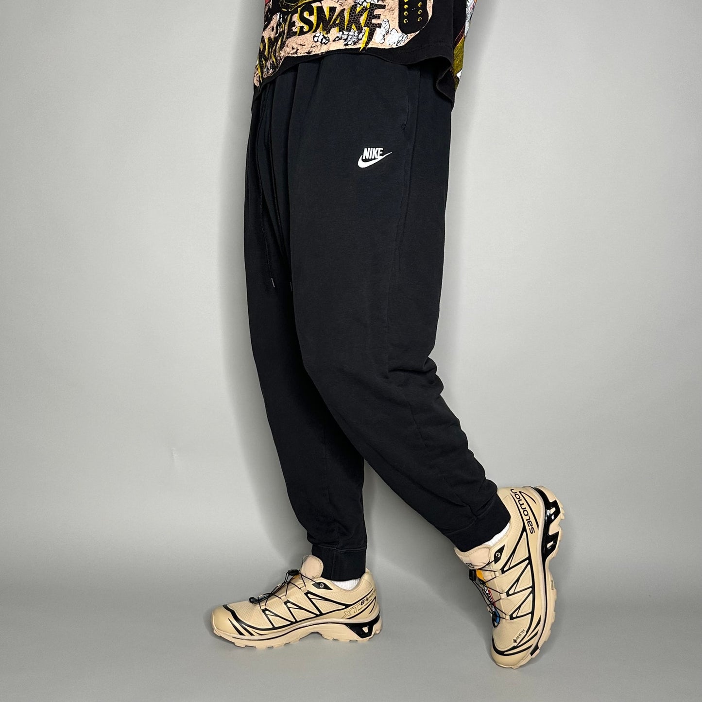 Nike Sweatpants Mens 2XL Black Cotton Joggers White Swoosh