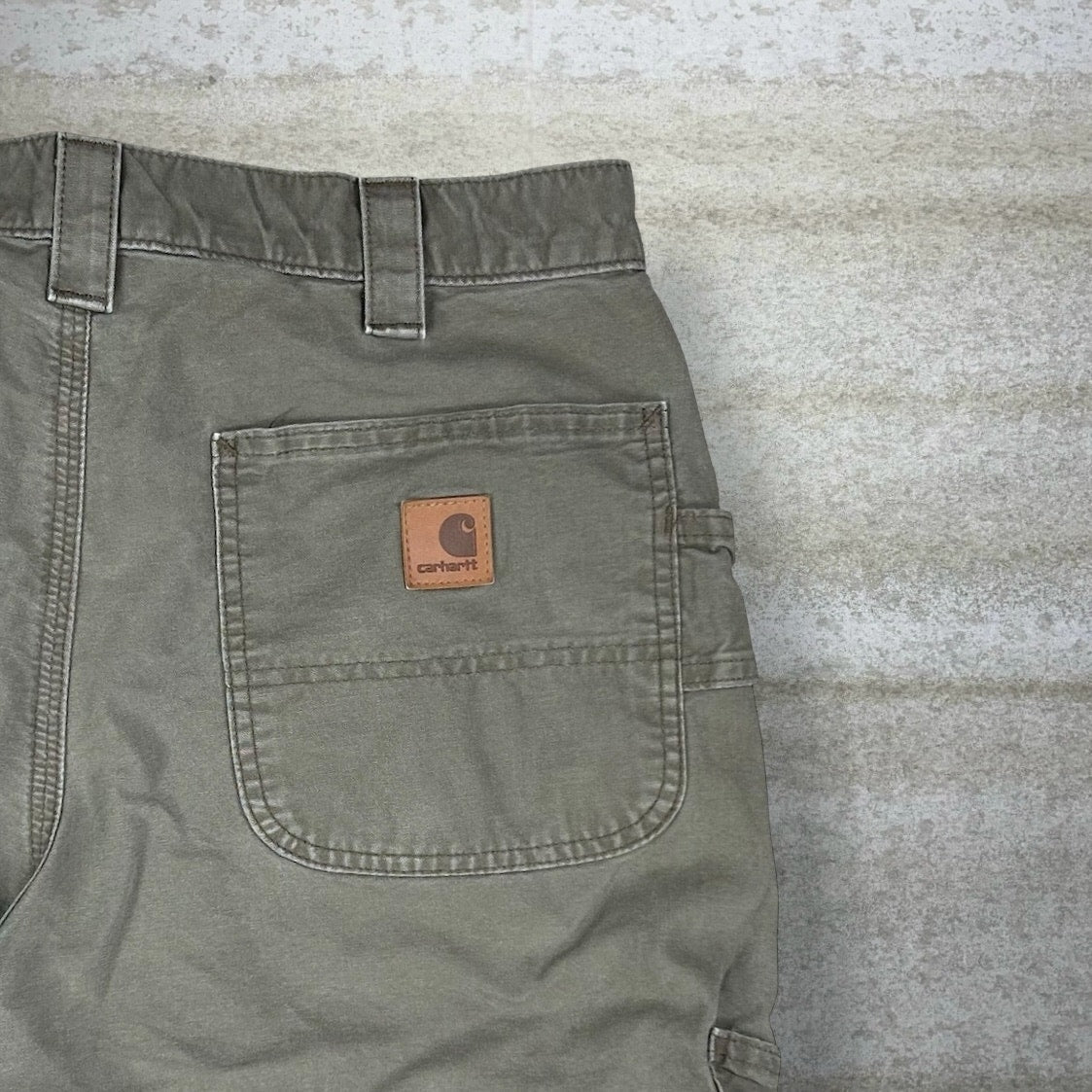 Vintage Carhartt Carpenter Pants 34x32 Chocolate Brown Canvas Baggy Wide Leg Fit Dungarees Work Wear Painters Leather Logo 90s