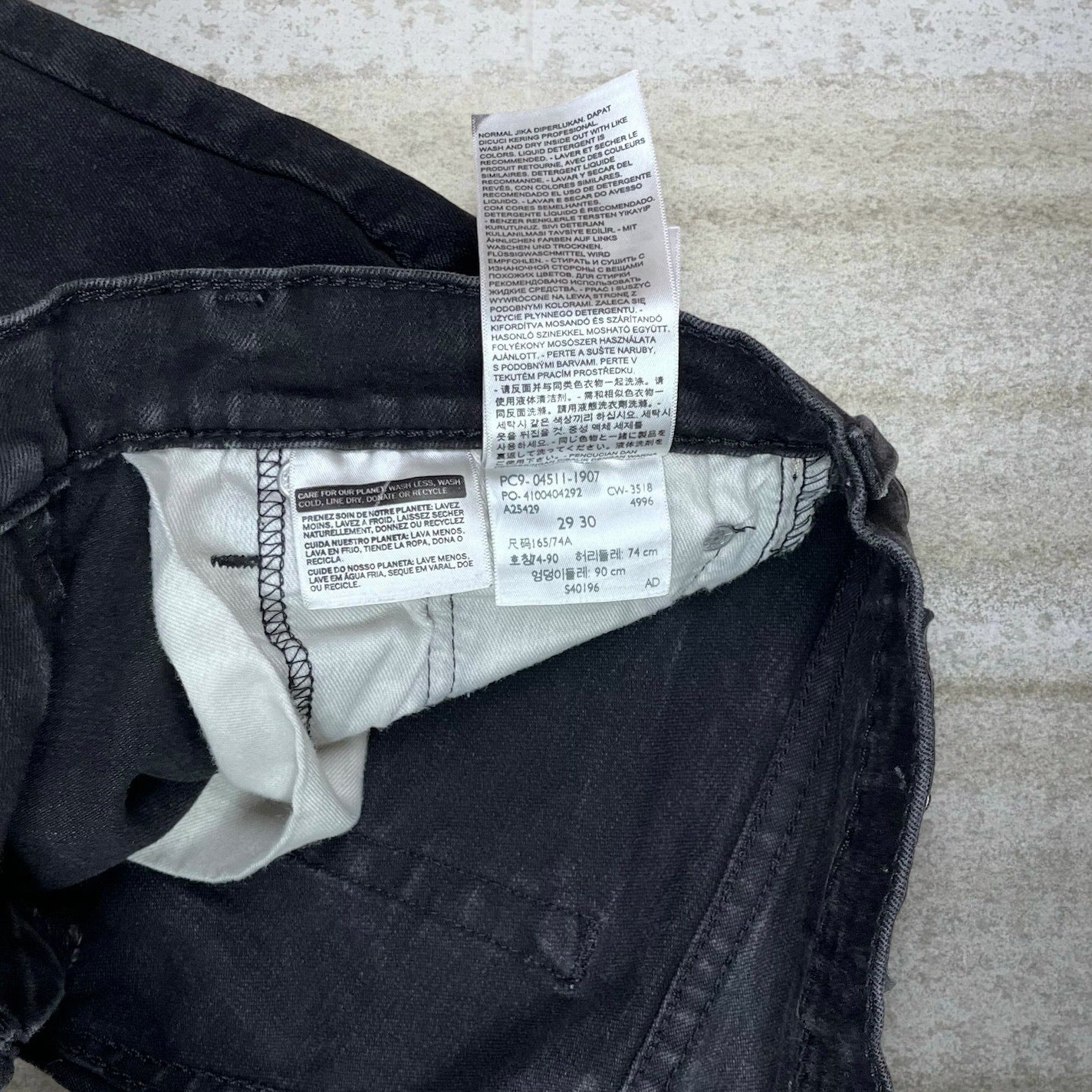 Levis Jeans 511 29x30 Slim Fit Jet Black Wash Denim Red Tab Subtle Logo