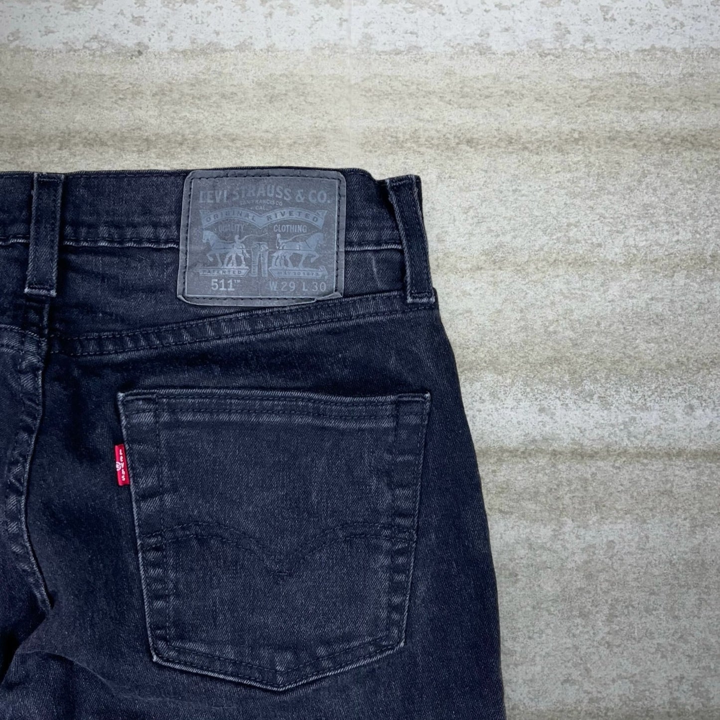 Levis Jeans 511 29x30 Slim Fit Jet Black Wash Denim Red Tab Subtle Logo