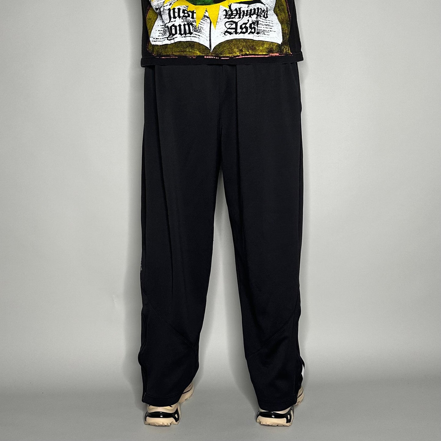 Nike Elite Sweatpants Mens 2XL Black Polyester Baggy Wide Leg White
