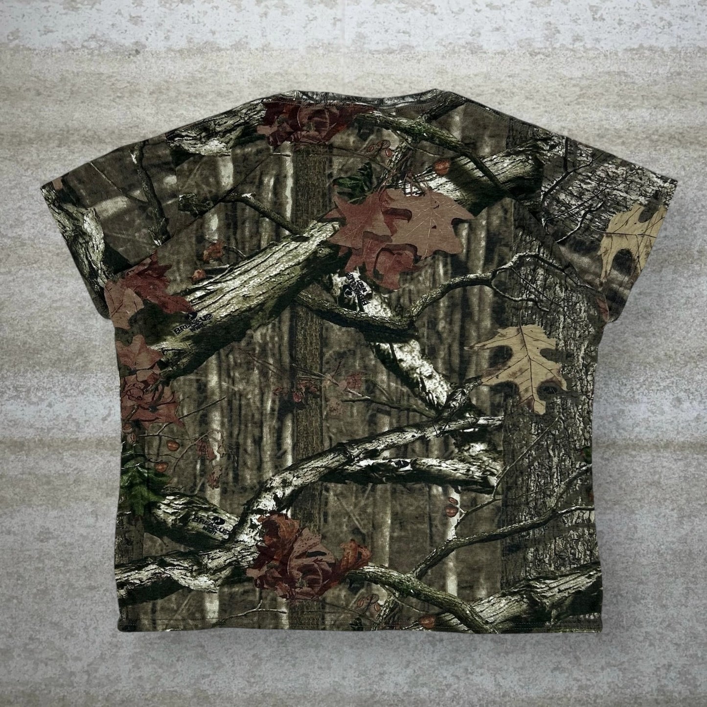 Vintage Mossy Oak Hunting Camo Shirt Cotton Short Sleeve Womens 2XL Woodland 90s