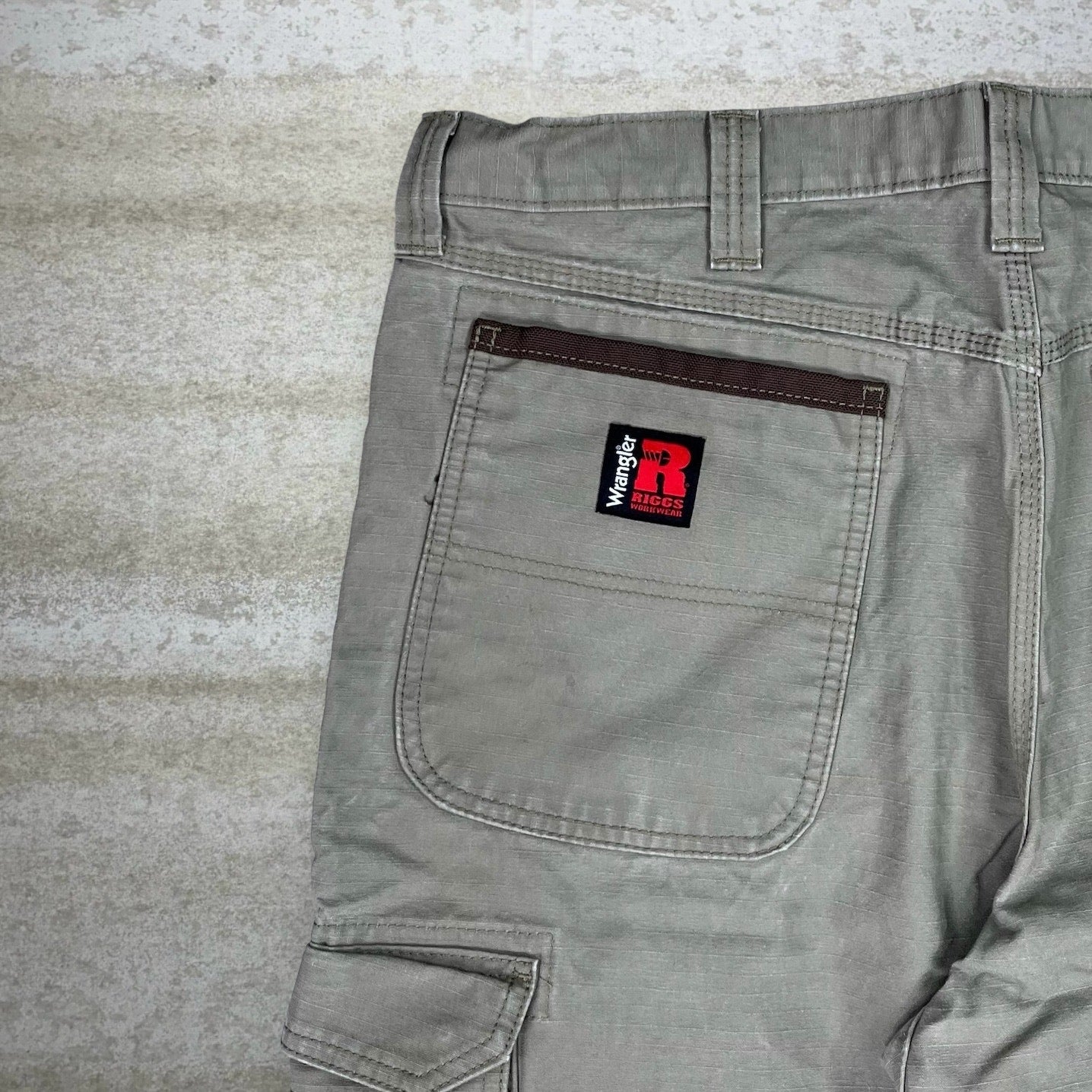 Vintage Wrangler Riggs Carpenter Pants 36x34 Hazel Tan Canvas Baggy Wide Leg Fit Dungarees Work Wear Painters 90s