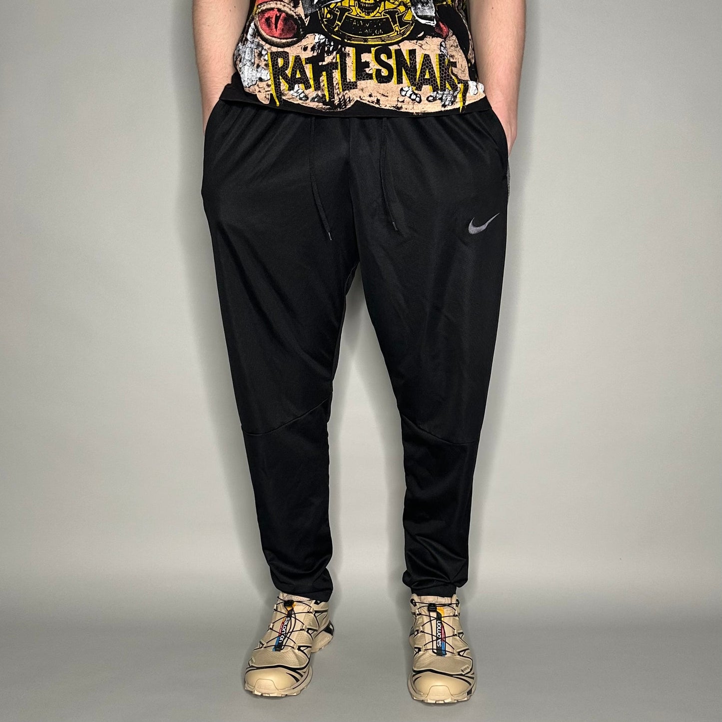 Nike Sweatpants XL Jet Black Polyester Grey Swoosh