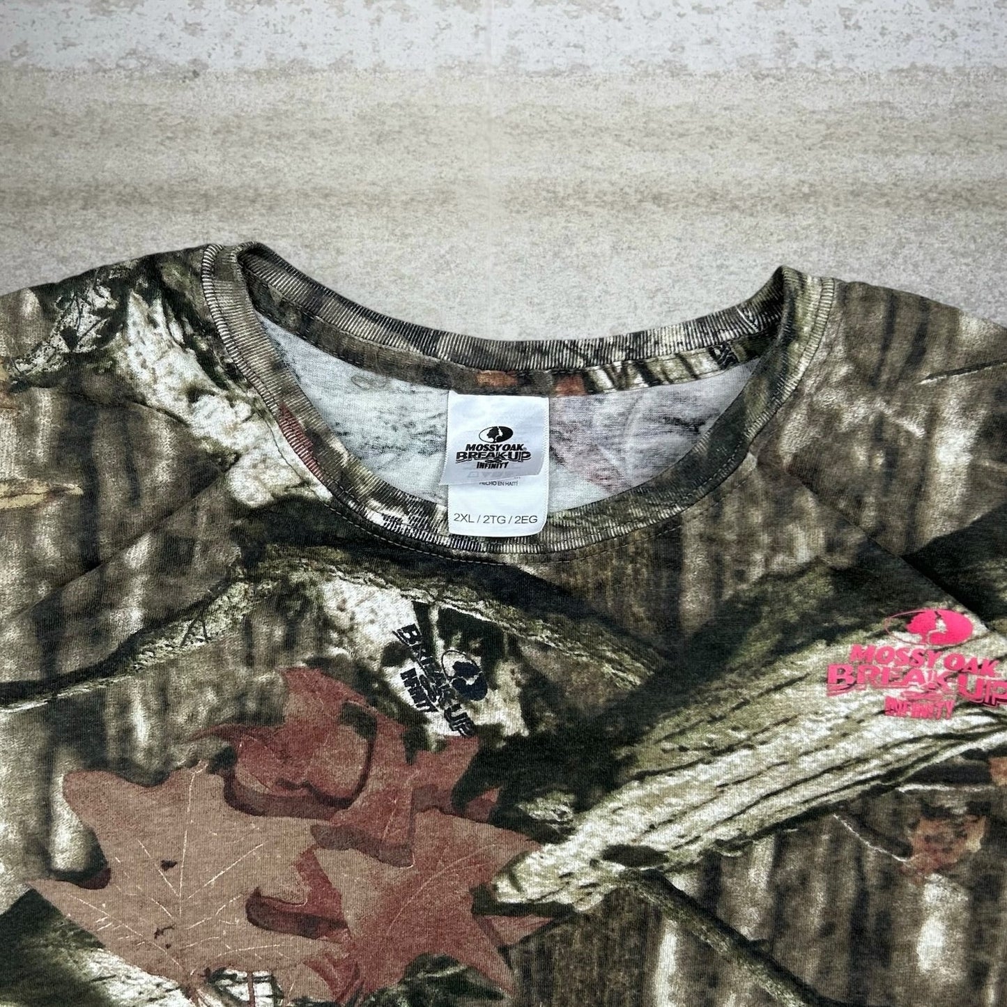 Vintage Mossy Oak Hunting Camo Shirt Cotton Short Sleeve Womens 2XL Woodland 90s