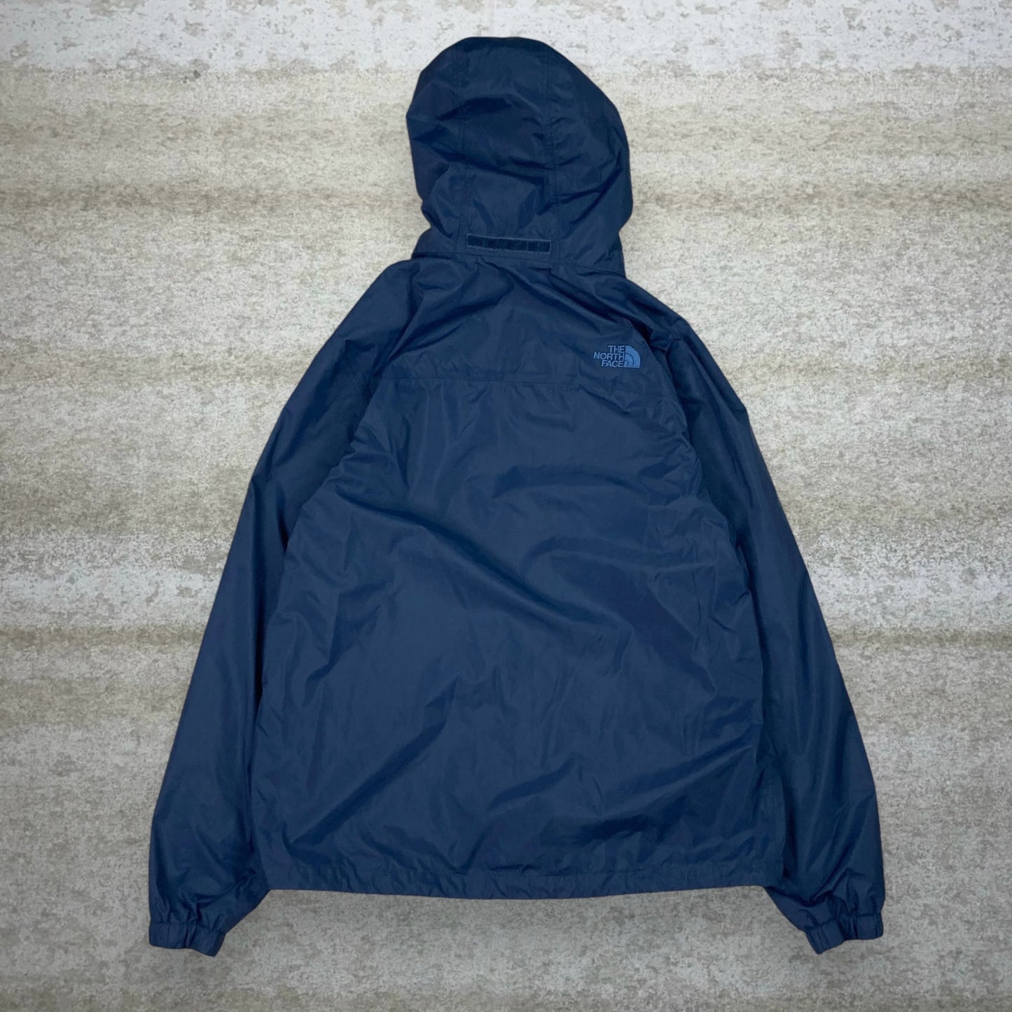 Vintage The North Face Rain Jacket Mens L Dark Navy Blue Nylon Lined Hood Full Zip 90s