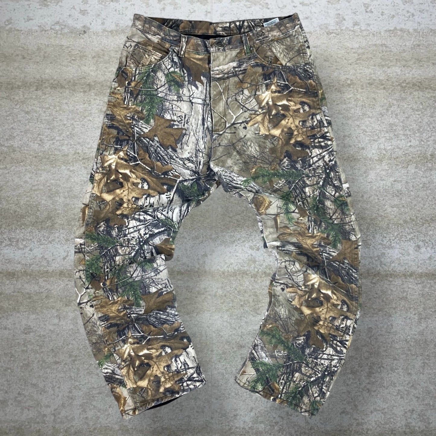 Vintage Realtree Hunting Camo Jeans 36x32 Baggy Wide Leg Fit Insulated Denim Wrangler Woodland 90s