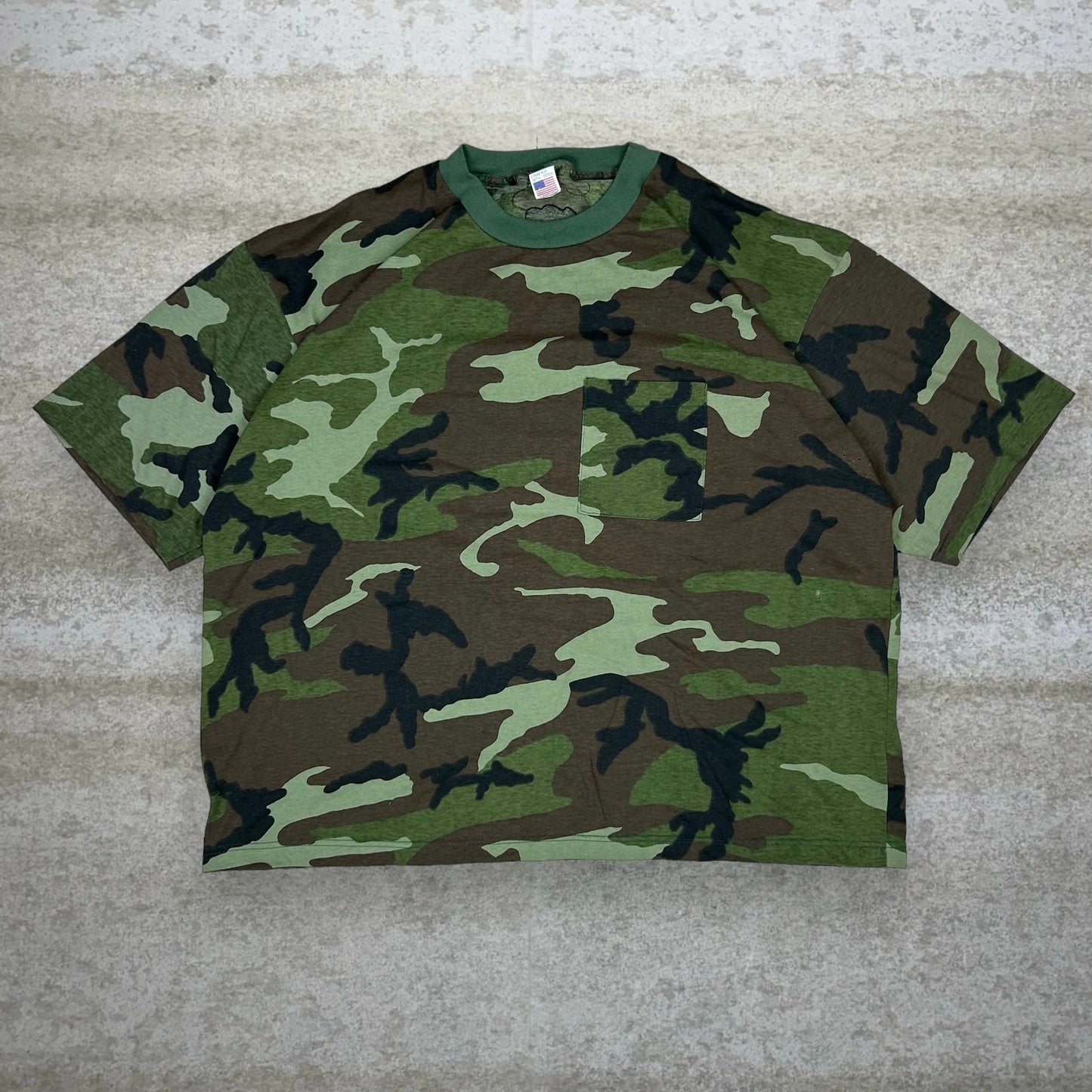 Vintage Woodland Hunting Camo Shirt Mens 3XL Cotton Short Sleeve Made in USA 90s