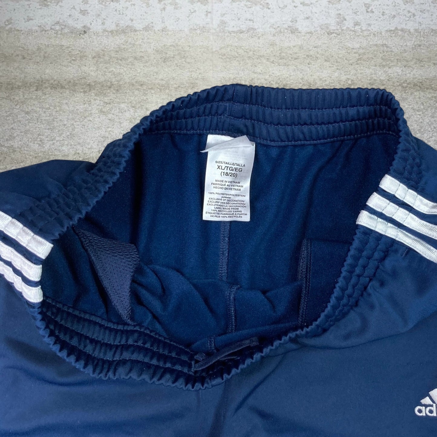 Adidas Sweatpants Navy Blue Polyester White 3 Stripes Youth XL
